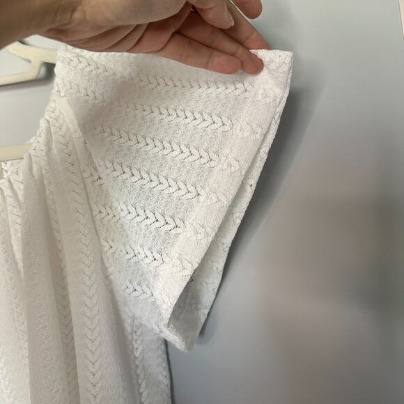 Loft Womens Lace Flutter Sleeve Top Size Small White Lined Stretch Career Preppy - Picture 6 of 9